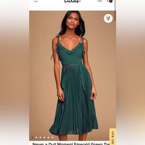 Emerald green pleated midi dress